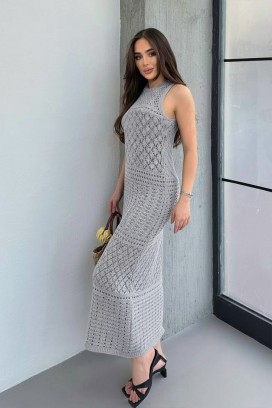 SOLMIRA GREY kötött ujjatlan strandruha