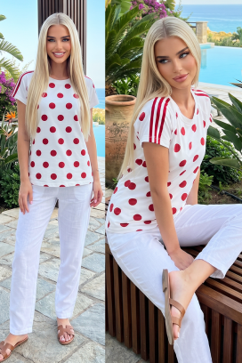 DOLTINA RED női pöttyös rövid ujjú póló