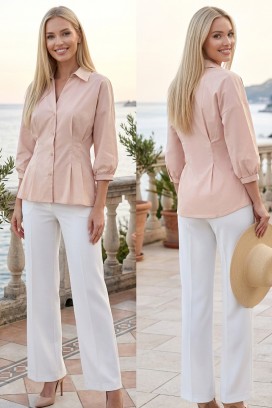 TAREA PUDRA női, karcsúsított fazonú ing elegáns részletekkel