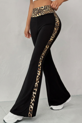 ESMARIENA magas derekú, széles szárú női leggings leopárdmintával