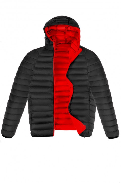 EVERET BLACK férfi kabát, Szín: fekete/piros, IVET.HU - A te online butikod.