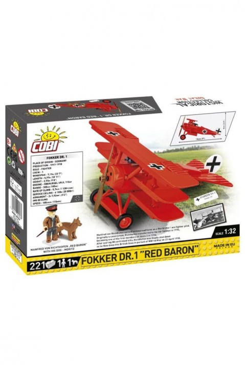 Konstruktor COBI repülőgép Fokker Dr.1 Red Baron - 221 db-osIVET.HU - A te online butikod.