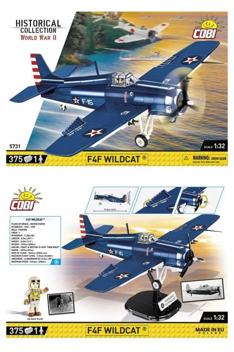 Konstruktor Cobi repülőgép F4F Wildcat - 375db-os alkatrészIVET.HU - A te online butikod.