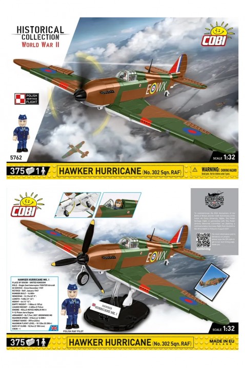 Cobi repülőgép konstruktor Hawker Hurricane - alkatrészek 375IVET.HU - A te online butikod.