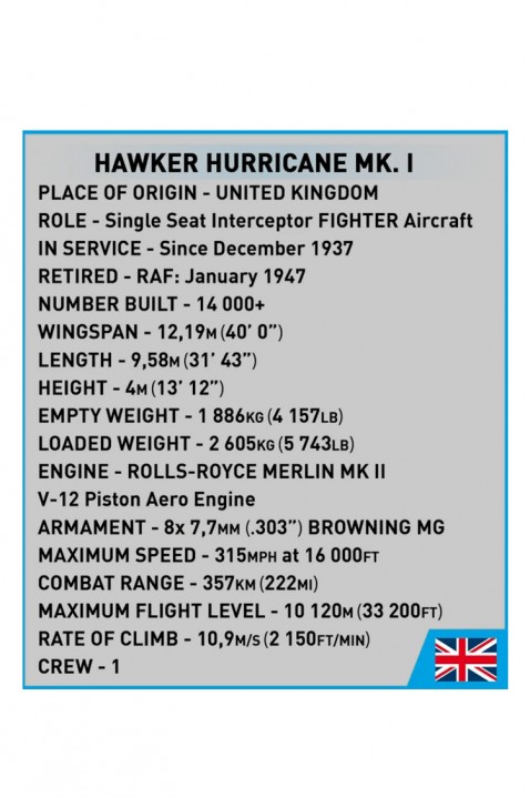 Cobi repülőgép konstruktor Hawker Hurricane - alkatrészek 375IVET.HU - A te online butikod.