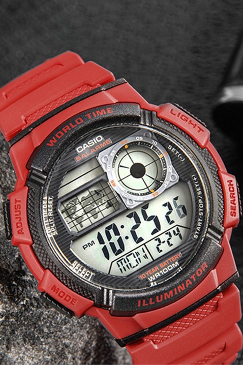 CASIO AE-1000W-4AVDF férfi karóra, Szín: piros, IVET.HU - A te online butikod.