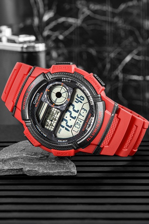 CASIO AE-1000W-4AVDF férfi karóra, Szín: piros, IVET.HU - A te online butikod.