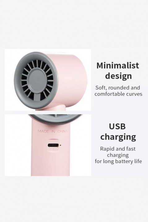 ROBY PINK kézi mini ventilátor, Szín: rózsaszín, IVET.HU - A te online butikod.