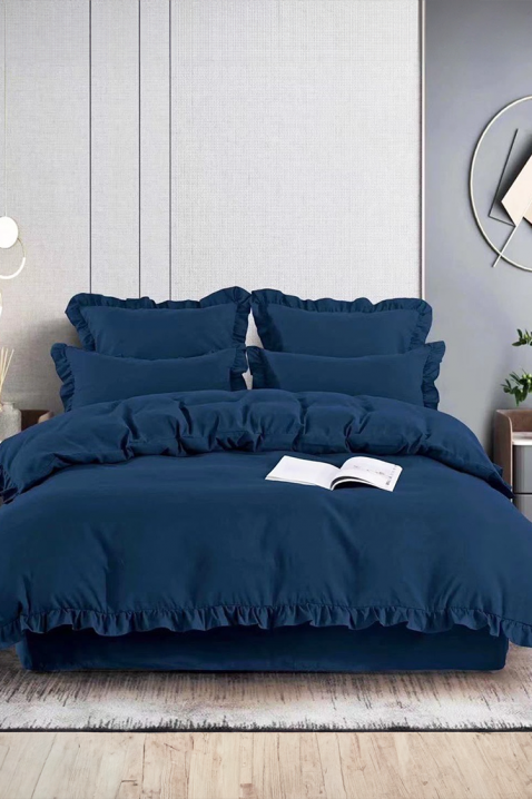 CANVELA NAVY 200x220 cm pamut ágyneműgarnitúra - 4 darabos, Szín: sötétkék, IVET.HU - A te online butikod.