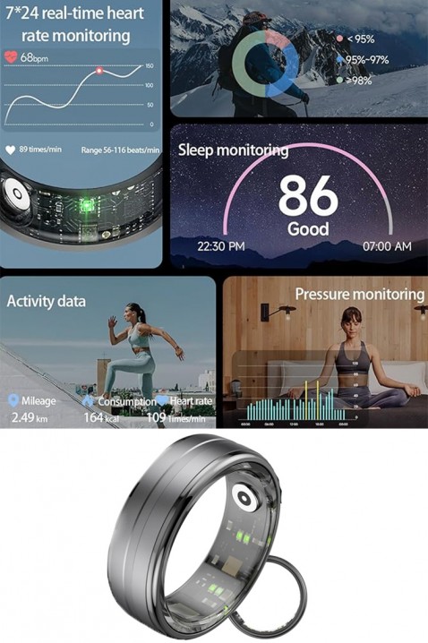 EOLSY okosgyűrű alvás- és fitneszkövetéshez - 18,9 mm, Szín: fekete, IVET.HU - A te online butikod.
