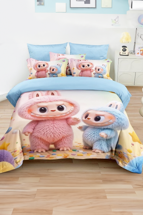 LABUBI FRIENDSHIP 160x200 cm pamut ágyneműgarnitúra - 3 darabos, Szín: multicolor, IVET.HU - A te online butikod.