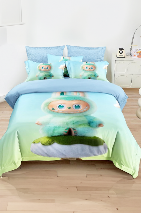 LABUBI RELAX 160x200 cm pamut ágyneműgarnitúra - 3 darabos, Szín: világoskék, IVET.HU - A te online butikod.