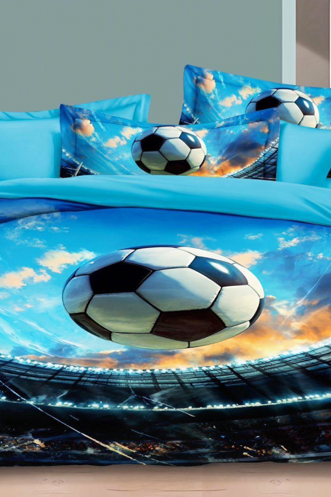 FOOTBALL 160x200 cm pamut ágyneműgarnitúra - 3 darabos, Szín: kék, IVET.HU - A te online butikod.