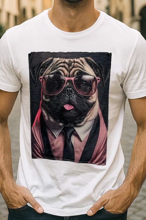 DOGGO WHITE férfi poló, Szín: fehér, IVET.HU - A te online butikod.