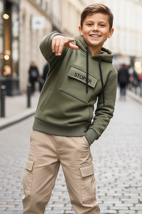 DJORDINI KHAKI gyermek pulóver, Szín: khaki, IVET.HU - A te online butikod.