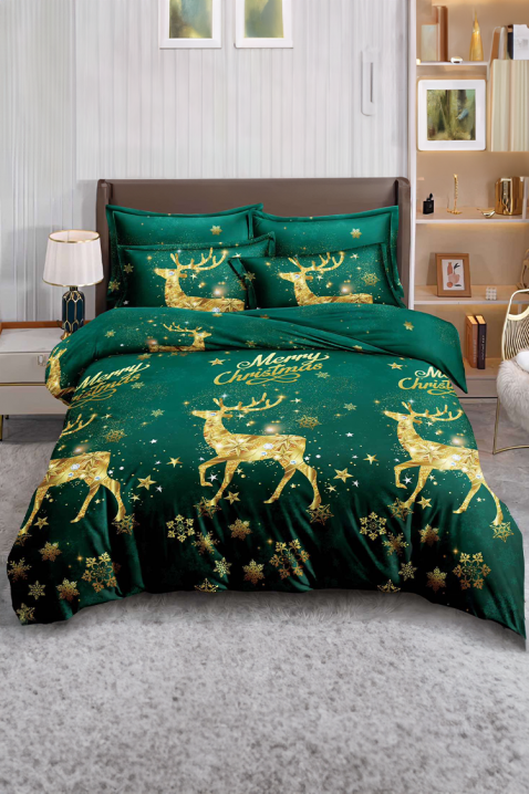 GRENOLY pamut ágyneműgarnitúra 200x220 cm - 4 darabos, Szín: zöld, IVET.HU - A te online butikod.