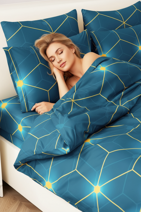 BRIONEFY 200x220 cm pamut ágyneműgarnitúra - 4 darabos, Szín: kék, IVET.HU - A te online butikod.