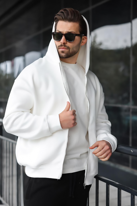 VERGERO WHITE férfi kardigán, Szín: fehér, IVET.HU - A te online butikod.