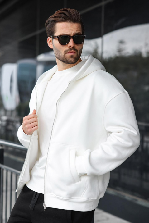 VERGERO WHITE férfi kardigán, Szín: fehér, IVET.HU - A te online butikod.