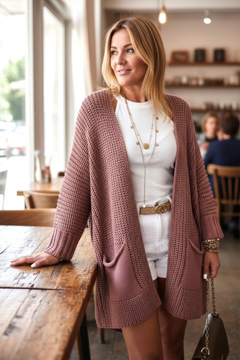 GLORDENZA PUDRA kardigán, Szín: púderrózsaszín, IVET.HU - A te online butikod.