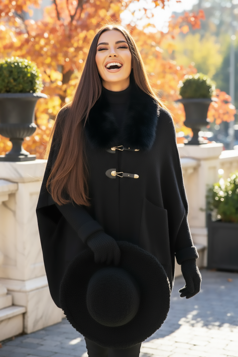 AMOLGINA BLACK kabát, Szín: fekete, IVET.HU - A te online butikod.