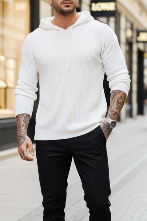 JEROLDO WHITE férfi pulóver, Szín: fehér, IVET.HU - A te online butikod.