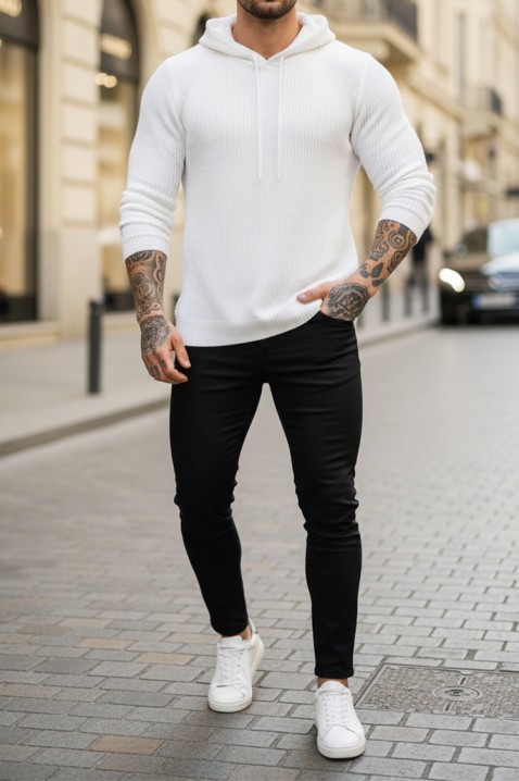 JEROLDO WHITE férfi pulóver, Szín: fehér, IVET.HU - A te online butikod.