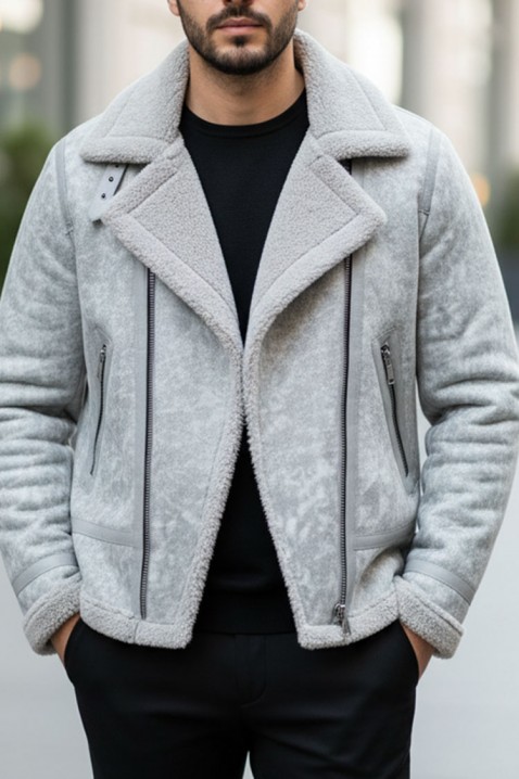 BERMENGO férfi kabát, Szín: világosszürke, IVET.HU - A te online butikod.