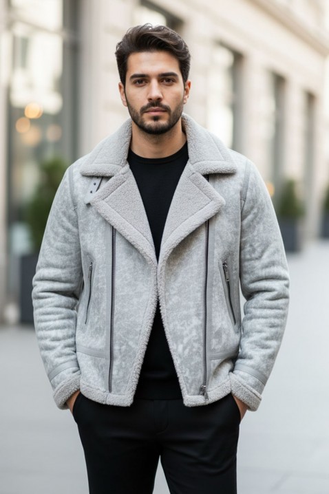 BERMENGO férfi kabát, Szín: világosszürke, IVET.HU - A te online butikod.