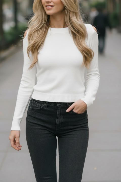 ABELMODA WHITE pulóver, Szín: fehér, IVET.HU - A te online butikod.