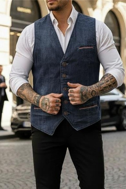 RALZONO férfi mellény, Szín: sötétkék, IVET.HU - A te online butikod.