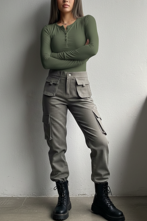 ZAFROLDA KHAKI női felső, Szín: khaki, IVET.HU - A te online butikod.