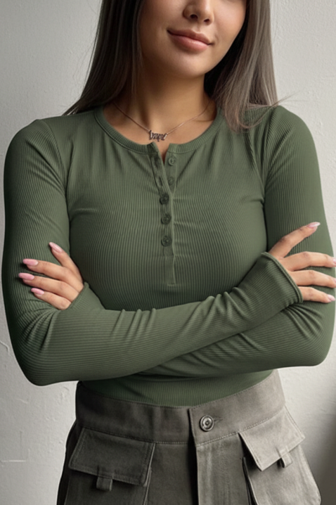 ZAFROLDA KHAKI női felső, Szín: khaki, IVET.HU - A te online butikod.