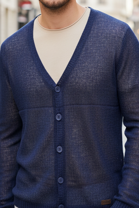 KALBER férfi kardigán, Szín: sötétkék, IVET.HU - A te online butikod.