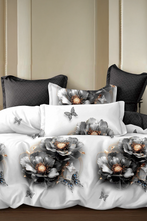 FRONELMY ágyneműgarnitúra 200x220 cm pamut - 4 darabos, Szín: fehér, IVET.HU - A te online butikod.