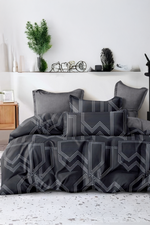 SARMODY ágyneműgarnitúra 200x220 cm pamut - 4 darabos, Szín: fekete, IVET.HU - A te online butikod.