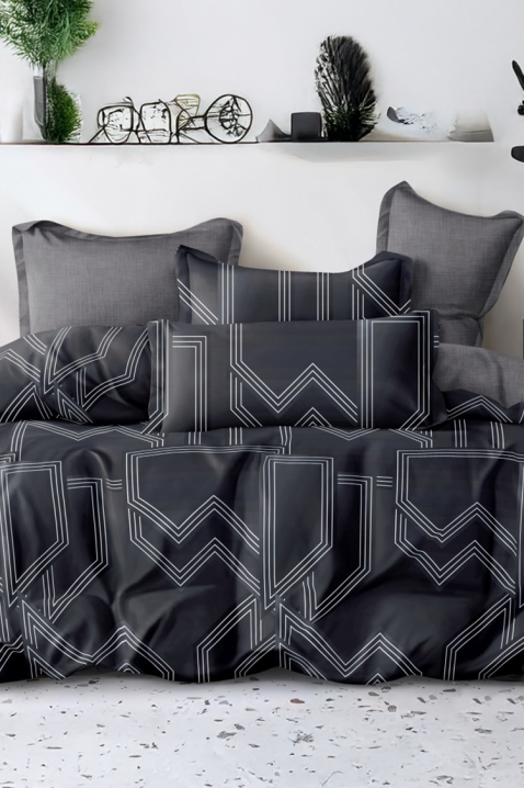 SARMODY ágyneműgarnitúra 200x220 cm pamut - 4 darabos, Szín: fekete, IVET.HU - A te online butikod.