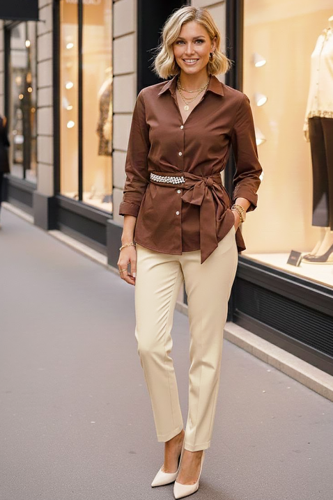 IRLANZA BROWN női blúz, Szín: barna, IVET.HU - A te online butikod.