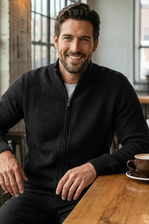 TIMBO BLACK férfi kardigán, Szín: fekete, IVET.HU - A te online butikod.