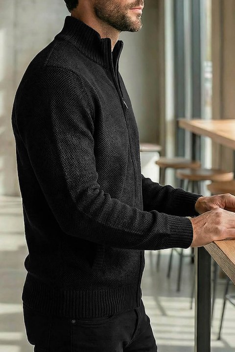 TIMBO BLACK férfi kardigán, Szín: fekete, IVET.HU - A te online butikod.