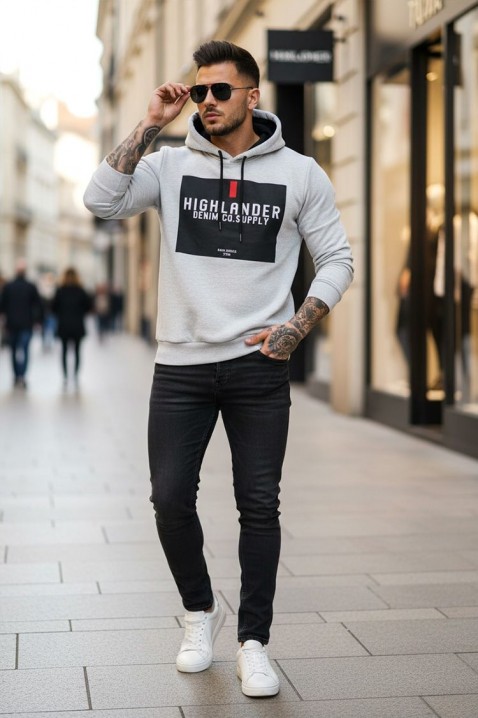 MEFRIDO LIGHT GREY férfi pulóver, Szín: világosszürke, IVET.HU - A te online butikod.