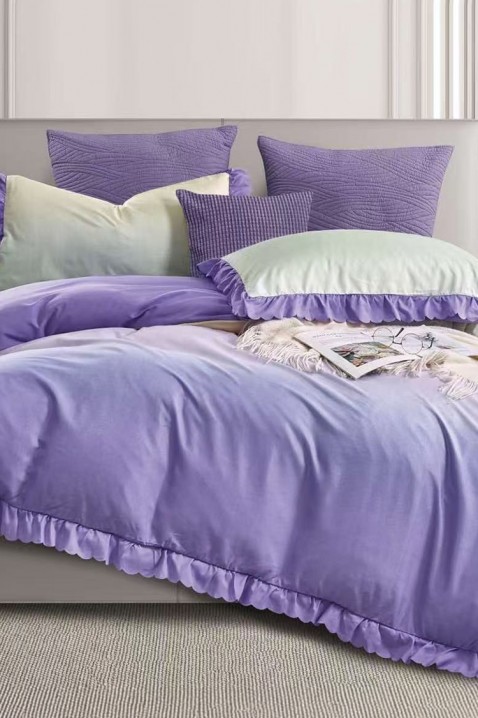 MIOGERY LILA ágyneműgarnitúra 160x220 cm pamut - 3 darabos, Szín: lila, IVET.HU - A te online butikod.