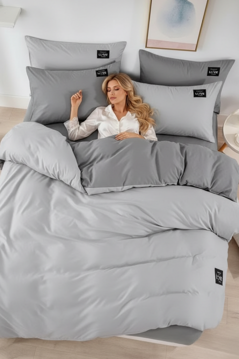 RONELMSY SZÜRKE ágyneműgarnitúra 200x220 cm pamut - 4 darabos, Szín: szürke, IVET.HU - A te online butikod.