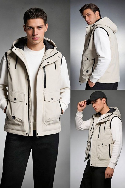 FAMOZO ECRU férfi mellény, Szín: ekrü, IVET.HU - A te online butikod.