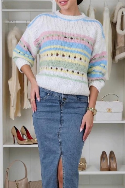 NARVELA WHITE pulóver, Szín: fehér, IVET.HU - A te online butikod.