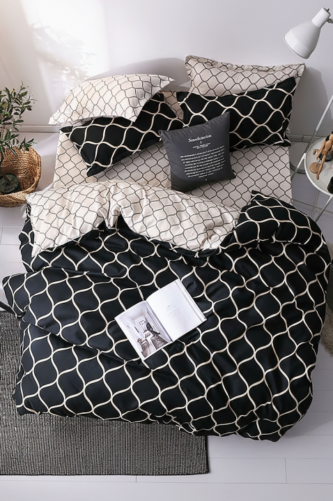 MIOXEJA ágyneműgarnitúra 160x200 cm pamut - 4 darabos, Szín: fekete, IVET.HU - A te online butikod.