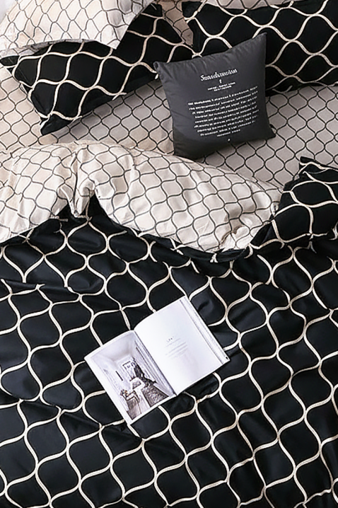 MIOXEJA ágyneműgarnitúra 160x200 cm pamut - 4 darabos, Szín: fekete, IVET.HU - A te online butikod.