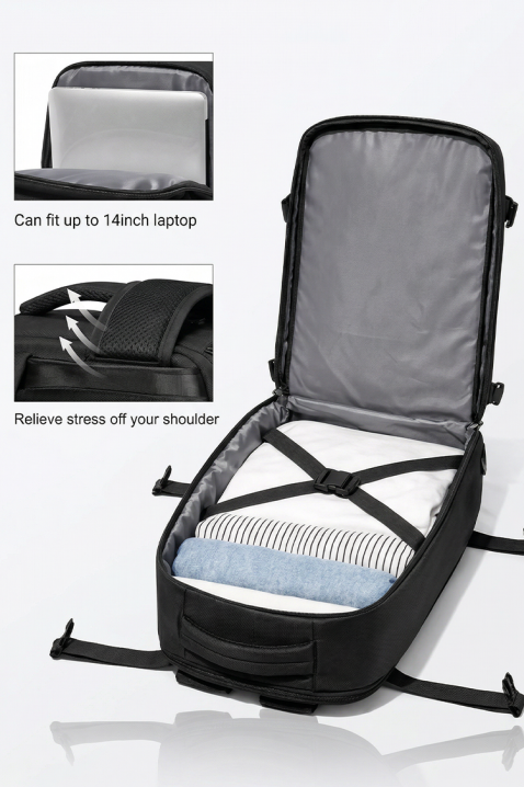 ROLNICZA FEKETE kézipoggyász hátizsák - Ryanair/Wizz Air gépekre, Szín: fekete, IVET.HU - A te online butikod.