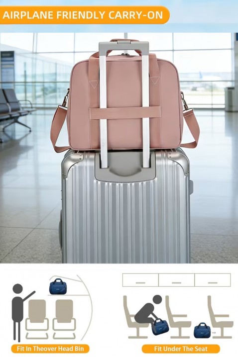 WINDINZA PUDRA kézipoggyásztáska - Ryanair/Wizz Air gépekhez, Szín: púderrózsaszín, IVET.HU - A te online butikod.