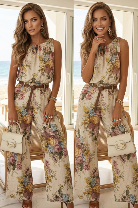 FALORITA BEIGE Női háromrészes szett virágmintával, Szín: bézs, IVET.HU - A te online butikod.